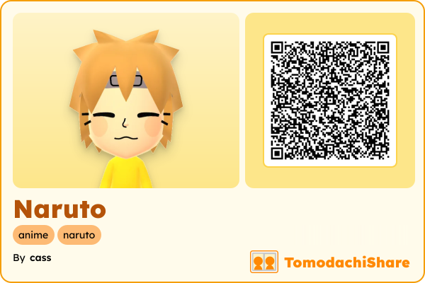 Naruto, a male Mii  with tags: anime, naruto
