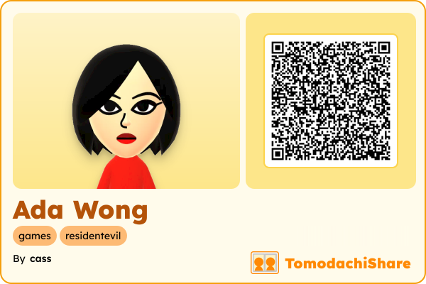 Ada Wong, a female Mii  with tags: games, residentevil