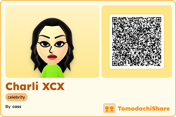 Charli XCX, a female Mii  with tags: celebrity