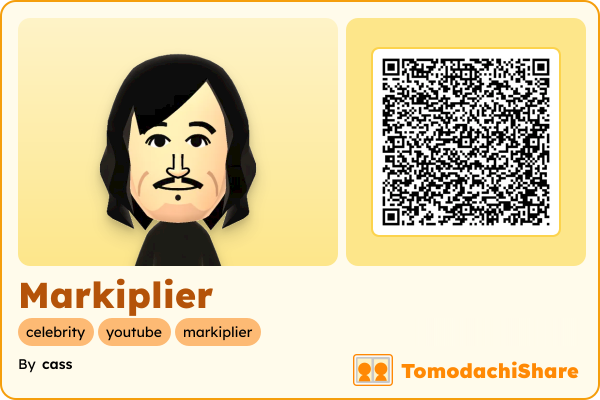 Markiplier, a female Mii  with tags: celebrity, youtube, markiplier