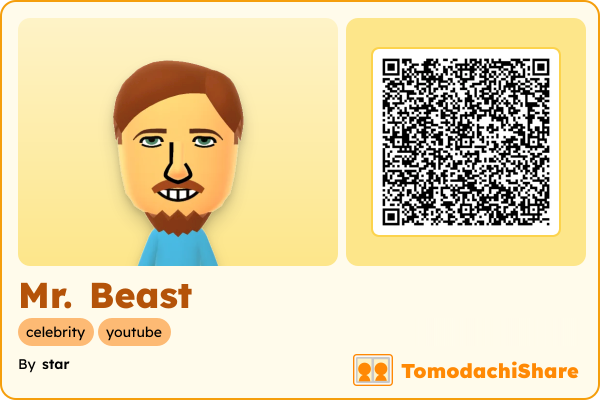 Mr. Beast, a male Mii  with tags: celebrity, youtube