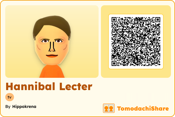 Hannibal Lecter, a male Mii  with tags: tv