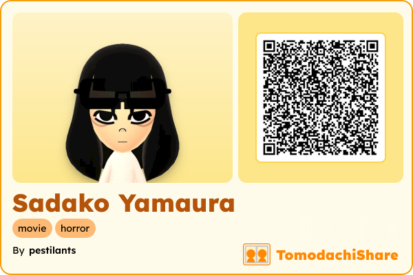 Sadako Yamaura, a female Mii  with tags: movie, horror