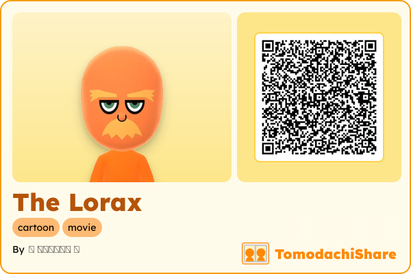 The Lorax, a male Mii  with tags: cartoon, movie