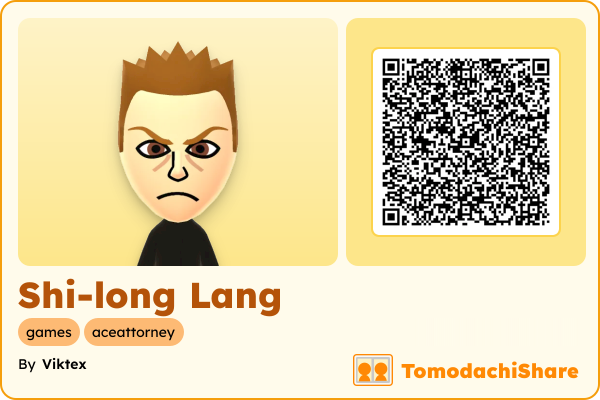 Shi-long Lang, a male Mii  with tags: games, aceattorney