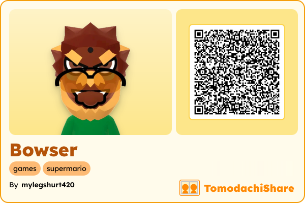 Bowser, a male Mii  with tags: games, supermario