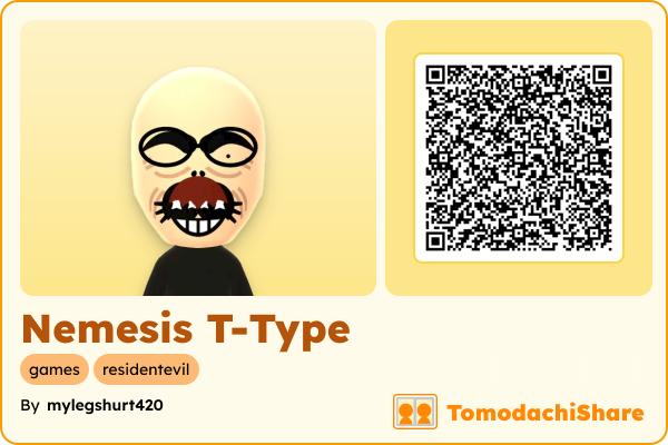Nemesis T-Type, a male Mii  with tags: games, residentevil