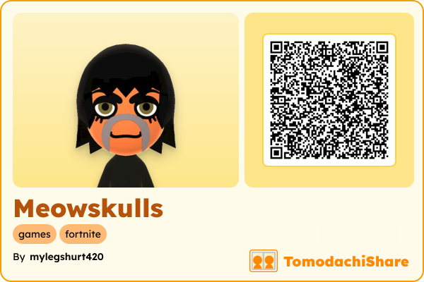 Meowskulls, a female Mii  with tags: games, fortnite
