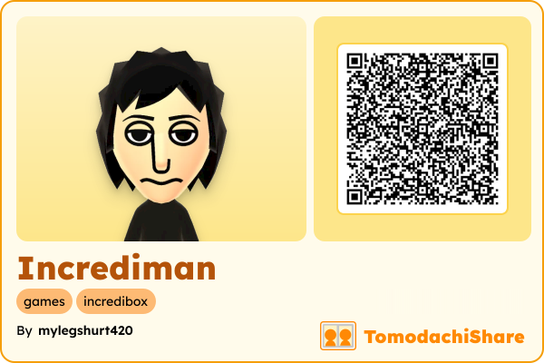 Incrediman, a male Mii  with tags: games, incredibox