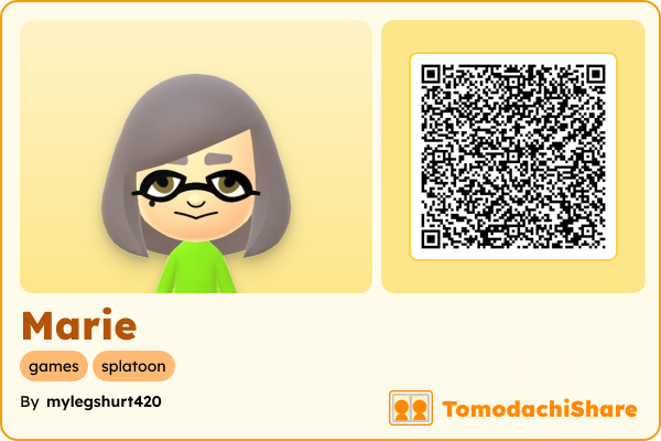 Marie, a female Mii  with tags: games, splatoon