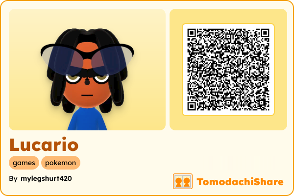 Lucario, a male Mii  with tags: games, pokemon