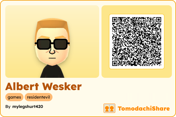 Albert Wesker, a male Mii  with tags: games, residentevil