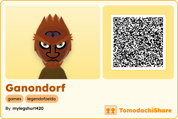 Ganondorf, a male Mii  with tags: games, legendofzelda