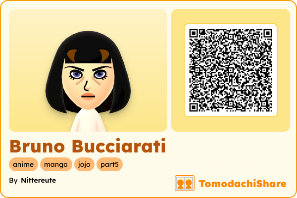 Bruno Bucciarati, a male Mii  with tags: anime, manga, jojo, part5
