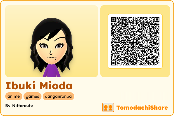 Ibuki Mioda, a female Mii  with tags: anime, games, danganronpa