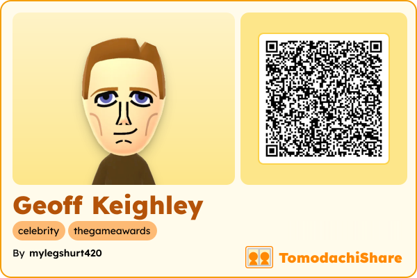 Geoff Keighley, a male Mii  with tags: celebrity, thegameawards