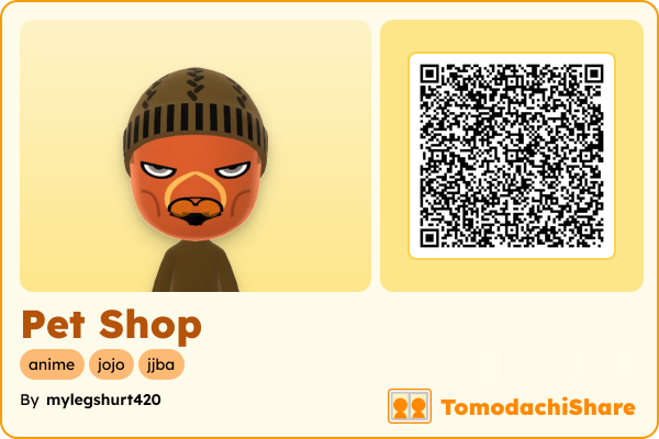 Pet Shop, a male Mii  with tags: anime, jojo, jjba