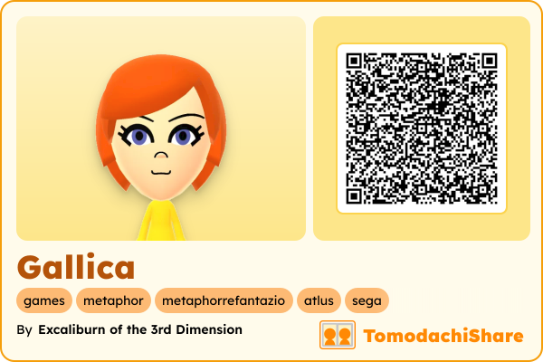 Gallica, a female Mii  with tags: games, metaphor, metaphorrefantazio, atlus, sega