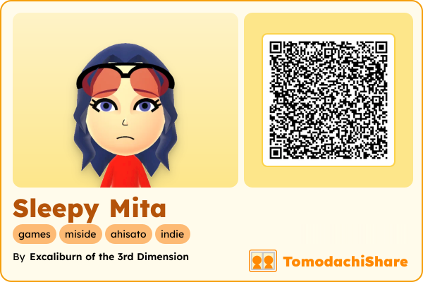 Sleepy Mita, a female Mii  with tags: games, miside, ahisato, indie