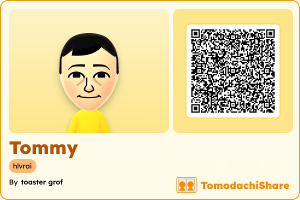 Tommy, a male Mii  with tags: hlvrai