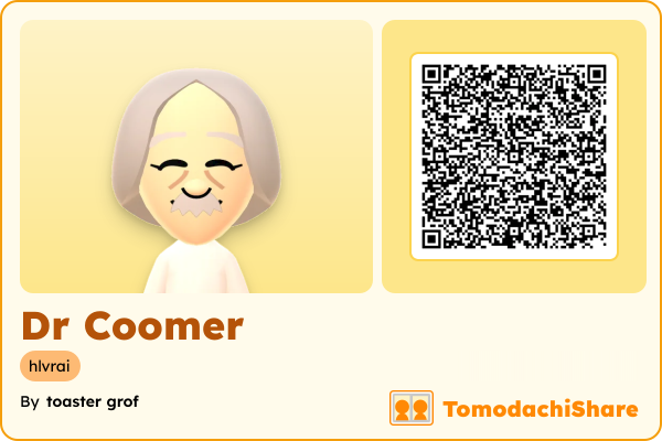 Dr Coomer, a male Mii  with tags: hlvrai