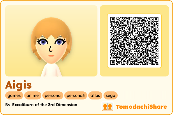 Aigis, a female Mii  with tags: games, anime, persona, persona3, atlus, sega