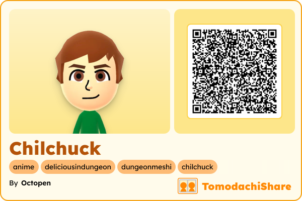 Chilchuck, a male Mii  with tags: anime, deliciousindungeon, dungeonmeshi, chilchuck