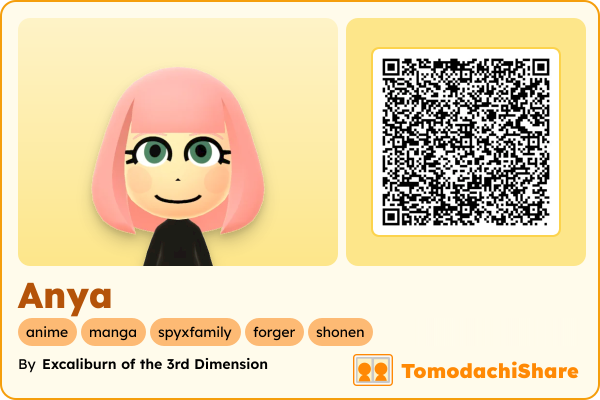 Anya, a female Mii  with tags: anime, manga, spyxfamily, forger, shonen