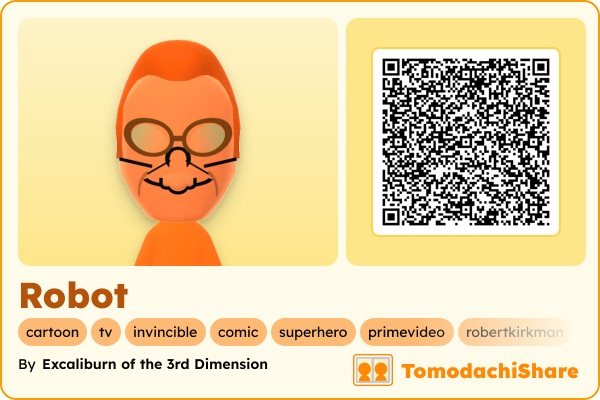 Robot, a male Mii  with tags: cartoon, tv, invincible, comic, superhero, primevideo, robertkirkman