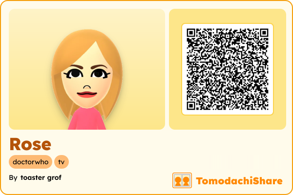 Rose, a female Mii  with tags: doctorwho, tv