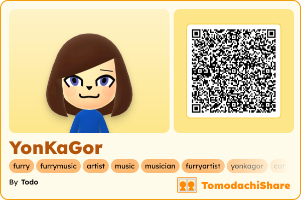YonKaGor, a male Mii  with tags: furry, furrymusic, artist, music, musician, furryartist, yonkagor, cat