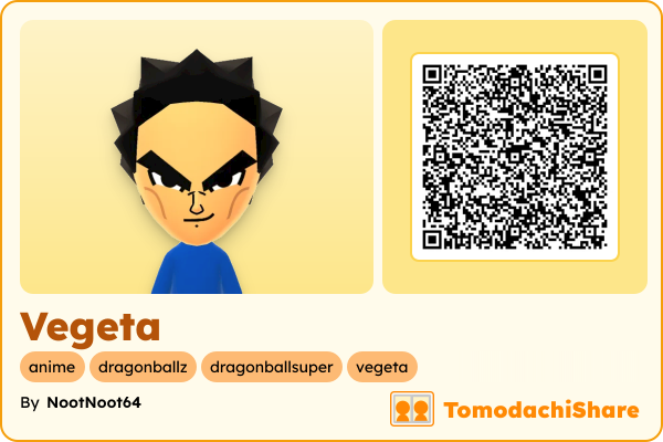 Vegeta, a male Mii  with tags: anime, dragonballz, dragonballsuper, vegeta