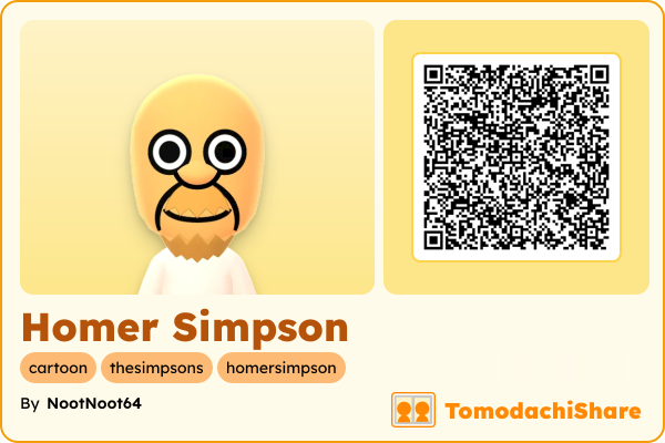 Homer Simpson, a male Mii  with tags: cartoon, thesimpsons, homersimpson
