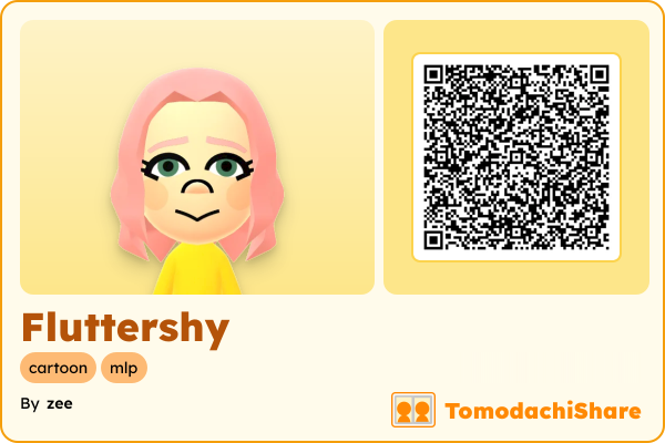Fluttershy, a female Mii  with tags: cartoon, mlp
