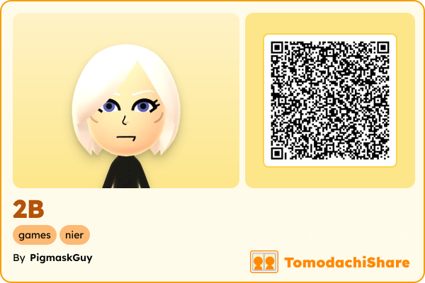 2B, a female Mii  with tags: games, nier