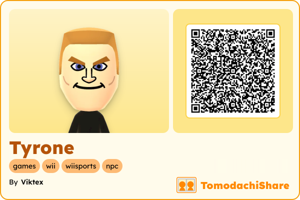 Tyrone, a male Mii  with tags: games, wii, wiisports, npc