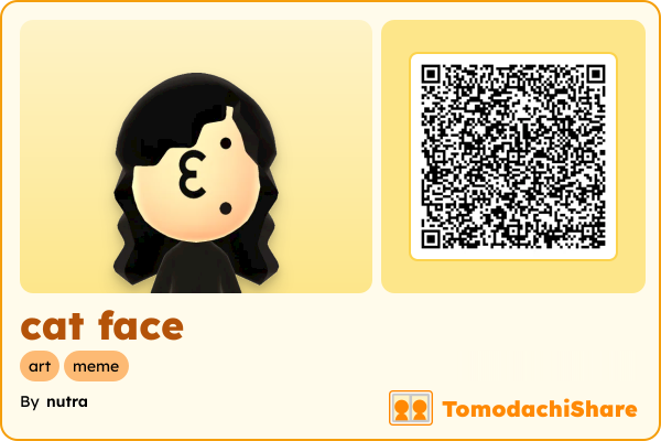 cat face, a female Mii  with tags: art, meme