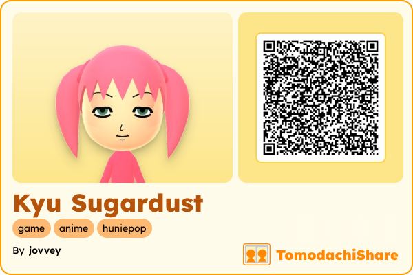 Kyu Sugardust, a female Mii  with tags: game, anime, huniepop